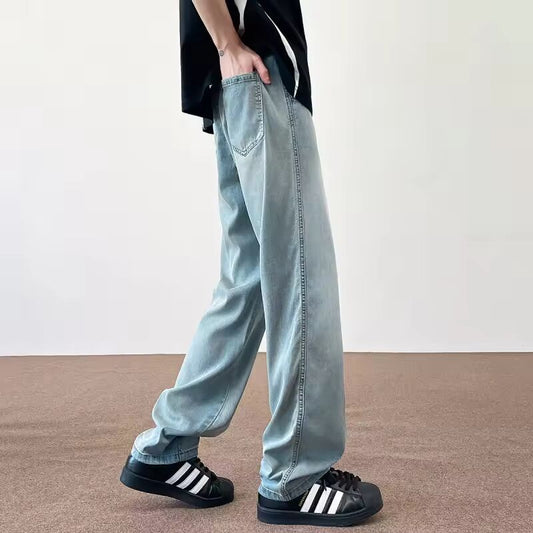 2025ss Summer 190 Tall Man Trendy Brand 115cm Extra Long Length Plus Large Size Jeans Elastic Breathable Straight Pants Clothing